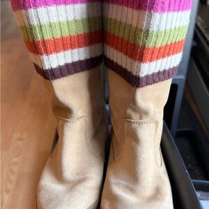 Coach Tan Leather Boots with Ribbed Soles